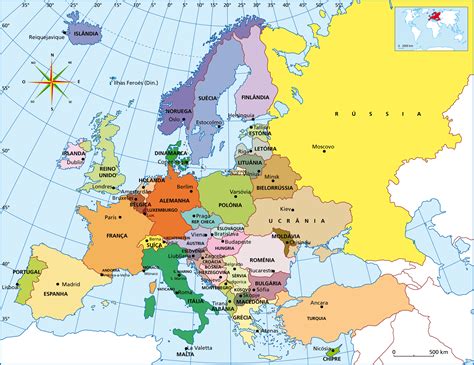 mapa da europa legendado
